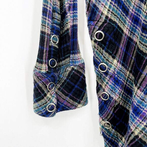 Free People Juniper Ridge Button Down Plaid Tunic Shirt, Size Small, Grunge - Picture 14 of 16